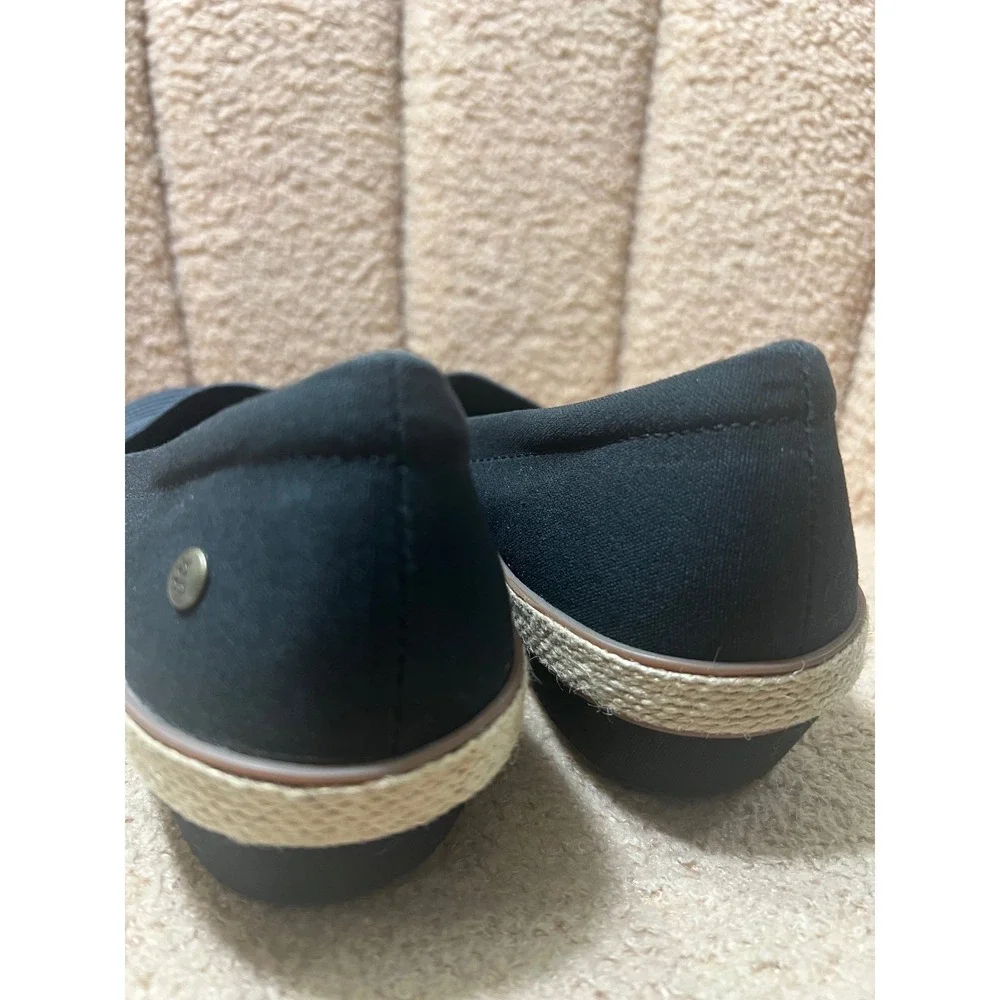Grasshoppers Womens Black Knit Espadrille Slip On Loafers Memory Foam Flats 8.5